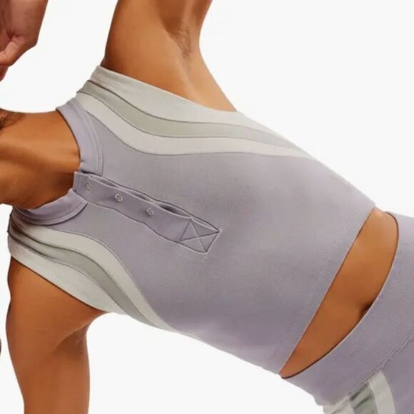 NWOT Free People Free Kick Crop Henley Lavender  Sleeveless Muscle Top XS/S - Picture 2 of 10